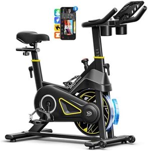 YPOO Exercise Bike, Magnetic Stationary Bikes for Home with Exclusive App, 300lbs Weight Capacity Indoor Cycling Bike Silent Belt Drive with Tablet Mount and Fitness Courses for Weight Loss