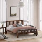 MAHI DECORATION Wooden King Size Bed Without Storage | Double Bed Cot with Premium Rosewood Headboard for Bedroom | Solid Wood Sheesham, Teak Finish | Mattress Size: 78 X 72