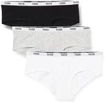 PUMA Women's Hipster Panties (3-Pack), White/Grey/Black, S