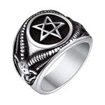 Men Stainless Steel Baphomet Goat Rings Demon Devil Rings Satanic Pentagram Rings Gothic Punk Rings Retro Bikers Ring