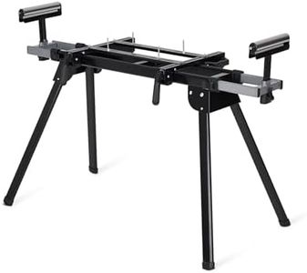 Garvee Miter Saw Stand, Universal Miter Saw Table 440 LBS Load Capacity, 76-4/5'' Adjustable Folding Saw Stands Fits Most Table Saws with Quick Release Mounting Brackets, End Stops for Repeat Cutting