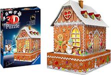 Ravensburger Christmas Gingerbread House 3D Jigsaw Puzzle for Adults and Kids Age 8 Years Up - with LED Lighting - 216 Pieces - No Glue Required