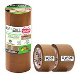 brackit Moving Tape Standard and Extra wide Brown Packing Tape, 2 x 48mm x 66m and 2 x 75mm x 66m, 4 Rolls - Strong Seal for Packaging Heavy Parcels and Boxes