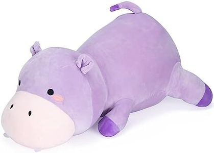 Floofie Weighted Stuff Animal, Helen The Hippo, Plush Animal Stuffed Throw Pillow (Purple Hippo)