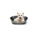 FERPLAST - Dog Bed & Cat Bed - Plastic Dog Bed Small - 100% Recycled Plastic - Dog Bed Washable - Dog Basket - Breathable & Antislip - Siesta Deluxe - 54 x 35 x h 21,5 CM, S, BLACK