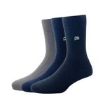 Peter England Men's Cotton Full Length Socks (Pack of 3) Navy, Dark Grey, Black