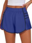 Caracilia Womens Workout Shorts Flowy Pleated Athletic Running Skort Trendy Summer Clothes Royal Blue Large