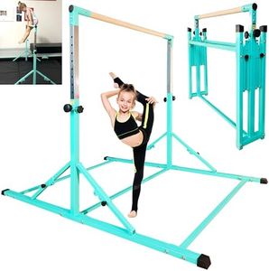 PreGymnastic Foldable Gymnastics Bar, 6FT Gymnastic Horizontal Bars, Folding Training Bar for Kids and Teenagers 3-18, Weight Limit 500 LB, Adjustable kip Bar,Children Home Gym Equipment Indoor