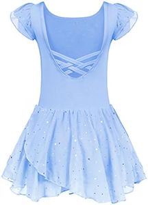 Arshiner Girls Ruffle Sleeve Ballet Dance Dress Crisscross Back Tutu Skirted Leotard