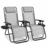 Straame Zero Gravity Chairs Set of 2,Folding Reclining Garden Chairs, Textilene Outdoor Chair, Lockable 170° Sun Loungers for Garden, Steel Frame, 150 kg Max Load (Classic, Grey)