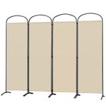 Angel Living Paravent 4 Panels Room Divider Protective Screen Wall Room Partition for Offices, Balcony, Bedroom, Outdoor Garden 225 x 185 cm Beige