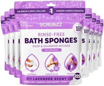 Scrubzz Disposable No Rinse Bathing Wipes - All-in-1 Single Use Shower Wipes, Simply Dampen, Lather, and Dry Without Shampoo or Rinsing (Lavender, 8-Pack)
