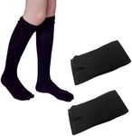 CENZICOM 2 Pairs Split Toe Tabi Socks, Casual Sandal Split Long Socks Japanese Socks for Men Women (Blackx2)