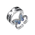 TYSO Matching Butterfly Rings 925 Sterling Silver I Love You Forever Engagement Wedding Ring Band Sets His and Hers Promise Rings for Couples Valentines Day Jewelry