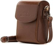 MegaGear MG1429 Panasonic Lumix DC-ZS200, Leica C-Lux Leather Camera Case with Strap - Dark Brown