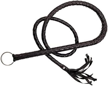 Látigo de equitación, cultivos de equitación, látigos de entrenamiento de piel sintética, mango tejido, suministros de cosplay para accesorios de disfraz de Halloween (negro)