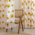 HOMEMONDE Customize Curtains Set of 2- Light Filtering Printed Sheer Linen Curtain for Living Room Decoration - Yellow Sunflower