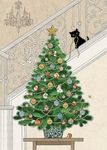 Bug Art Christmas Cards Pack of 8 - Christmas Tree and Black Cat Embossed with Foil Details - Eco-Friendly & Recyclable