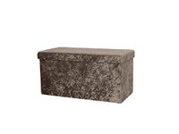 La Maison Large Ottoman Foldaway Storage Blanket Toy Box Bench Crushed Velvet Pouffe Footstool Ottoman (Natural, 76cm x 38cm)