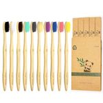 10 Pcs Bamboo Toothbrush, BPA Free Soft Bristle Toothbrush, Eco Friendly Natural Wooden Toothbrushes, Vegan Organic Bamboo Charcoal Tooth Brush for Sensitive Gums (10 Colors)