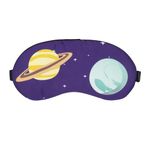 CHEERYMAGIC Silk Sleep Mask, Kids Sleeping Mask, Silk Eye Mask, Blindfold for Sleeping, Elastic Headband Sleeping Mask, Space Cartoon Pattern Print Eye Covers for Travel Works A9TKYHYZ (Planet)