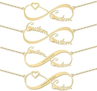 Aoloshow Personalized Custom Infinity Heart Name Necklace Gold Stainless Steel Jewelry Womens for Mother Day