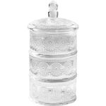 Zerodeko Glass Storage Jars 3 Tier Decorative Round Glass Storage Jars Clear Glass Stackable Snack Containers Apothecary Jar Sweets Canning Glass Jar for Kitchen Bathroom