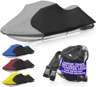 JETPRO Trailerable Jet Ski Cover, Waterproof Marine Grade 600D Heavy Duty Polyester PWC Cover Gray/Black Color Fits from 136" to 145" 3 Seater