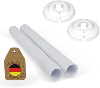 FUX 2 + 2 Set Heating Pipe Cover + Rosettes 15 mm, Pipe Cover, Pipe Cover, Pipe Cover for Heating Pipes, Radiator Pipe Insulation, White