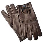 Hand Fellow Men's Leather chauffeur Vintage Retro Style Without Lining Driving Gloves (Brown, M)