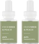Pura Malodor Refill - Smart Home Air Diffuser- Up to 120-Hours of Premium Fragrance per Refill - Diffuser Fragrance - Air Deodorizer & Odor Eliminator - 2 Pack, Cucumber & Peach