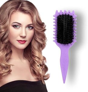 Bounce Curl Defining Brush,Wet and Dry Detangle Curl Boar Bristle Brush,Curly Hair Brush,Hair Brush for Curly Hair,Brosse Cheveux Bouclés (purple)