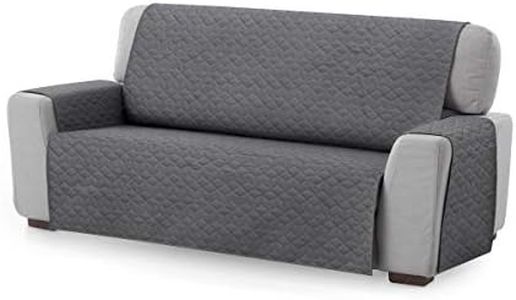 Textilhome - Funda Cubre Sofá Circus, 3 Plazas, Protector para Sofás Acolchado Color Gris