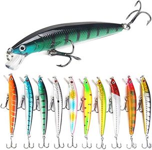 10 Piezas SeñUelo de Pesca, Pesca con Cebo Artificial, Cebo de Pesca, Cebo Realista, Hundimiento Biónico Bajo Cebo con Anzuelo Triple para Trucha, Perca, Lucio, Cacho, Lucioperca, Salmón