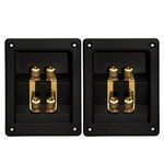 Goldwood Speaker Box Double Terminal Cups 2 Rectangular Power Speaker Dual Terminal Plates Black (RGT-3100-2)