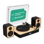 House of Marley Revolution Wireless Turntable with Speakers - Sustainably Made Bluetooth Record Player & Wired Bookshelf Speakers, Easy Set Up Vinyl Player with Dust Cover, Audio-Technica Cartridge