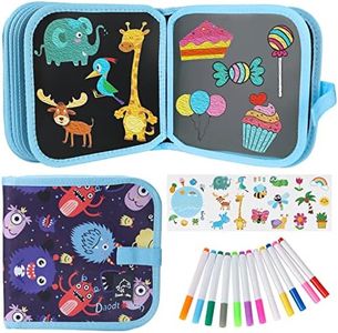 Qrytoi Erasable Book Doodle Set for Kids,Magic Drawing Book for Kids,Reusable Drawing Book 12 Watercolor Pens 14 Page Drawing,Road Trip Car Game Writing Painting Set for Boys and Girls (Monsters)