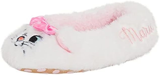 Disney The Aristocats Marie Girls Slippers Fluffy Fur Lined Ballet Shoes Ballerina Sliipper Socks House Mules, White, 3/4 UK