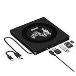 External CD/DVD Drive for Laptop, USB 3.0 DVD Burner External Drive +/- RW ROM DVD Player Reader Writer with 2 USB & SD/TF Slots Optical Disk Drive for PC Windows 11 Mac MacBook Linux OS