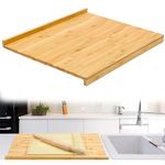 YYRZZ Reversible Bamboo Pastry Board, Large Bamboo Wooden Cutting Board with Counter Edge Reversible Pastry Board for Kitchen Chopping Board Butcher Block with Lip for Counter Table Top (MB)