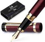 Wordsworth & Black Primori Fountain Pen Set [Red Gold]; Medium Nib, Gift Case, 24 Ink Cartridges, Refill Converter, Manual; Journaling, Calligraphy, Smooth Writing Pens; Left and Right Handed