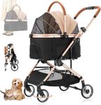 LPOTIUS 3-in-1 Pet Strollers for Small Medium Dogs Cat with Detachable Carrier Foldable Travel Pet Gear Stroller, Under 33lbs Khaki