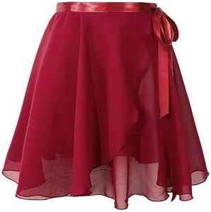 Daydance Teens Sheer Ballet Skirt Women Wrap Chiffon Over Scarf for Dancing Burgundy