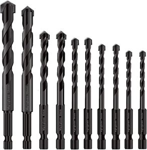 Larouoba Black Concrete Drill Bit Set, 10pcs Masonry Drill Bits Set Carbide Tip for Glass, Brick, Tile, Concrete, Plastic and Wood with Size(4-12mm)