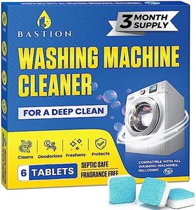 Bastion Washing Machine Cleaner, Deodorizer, & Descaler 6-Pack - Active Deep Cleaning Tablets For HE Front Loader & Top Load Washer, Septic Safe Eco-Friendly - 3 Month Supply