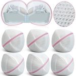 6 Pieces Bra Washing Bag for Laundry Mesh Wash Bag Laundry Bags Lingerie Bag Underwear Brassiere Washing Bags with Zipper for Women Laundry Storage (Pink)