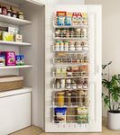 Mefirt Over The Door Pantry Organizer, Wall Mount Spice Rack, Pantry Hanging Storage and Organization, 8 Adjustable Baskets Heavy-Duty Metal for Home & Kitchen, Back of Door Seasoning Rack - White