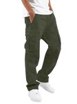 Vogaan Casual Solid Men's Regular Cargo Pants with Multiple Pockets | Cotton Cargos for Men | Men Cargo Pants (Olive_32)