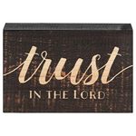 P. Graham Dunn Trust in The Lord Script Design Grey 5 x 3.5 Inch Solid Pine Wood Barnhouse Block Sign