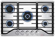 30 Inch Built In Gas Cooktop, thermomate Gas Range top with 5 High Efficiency SABAF Burners, 304 Stainless Steel Gas Stove with Flame Out Protection, NG/LPG Convertible